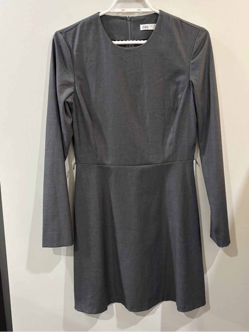 ZARA Dark Gray Long-Sleeve A-Line Dress